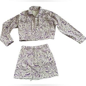 Stylish Purple Patterned Jean Jacket